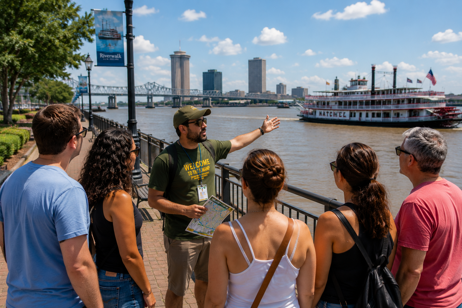 Orientation walk outside St. Louis Cathedral